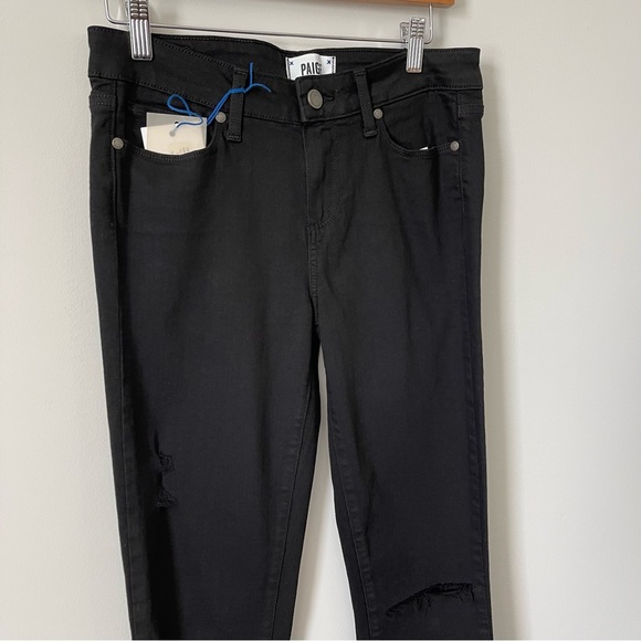 Paige Verdugo Ultra Skinny Black Eclipse Destructed Jeans Size 29 - Picture 3 of 12